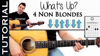 Como tocar What´s Up de 4 Non Blondes en guitarra tutorial con acordes y ritmo [upl. by Tichon]