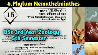 General characteristics of Phylum Nemathelminthes in hindi  BSc 3rd year Zoology 5th Semester [upl. by Higley]