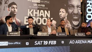 BITTER RIVALS AMIR KHAN amp KELL BROOK FINALLY GO AT IT TRADE INSULTS IN FIERY PRESS CONFERENCE [upl. by Ydorb174]