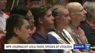 WTOL 11 NPR Journalist Leila Fadel Speaks at UToledo [upl. by Adiesirb]