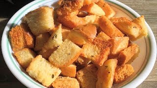 croutons recipe  croutons from bread  how to make croutons  homemade croutons  bread popcorn [upl. by Atilrac641]