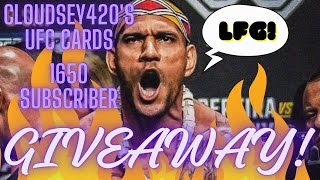 Cloudsey420s UFC Cards 1650 subscriber ROOKIE CARD GIVEAWAY THANK YOU for the support LFG [upl. by Rocray]