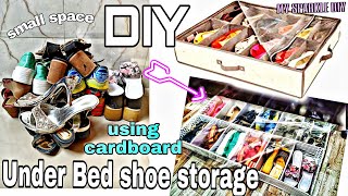 DIY Under BED Shoe Organizer with DUST gaurd for small space  using waste material  MY SPARKLE DIY [upl. by Cirederf]