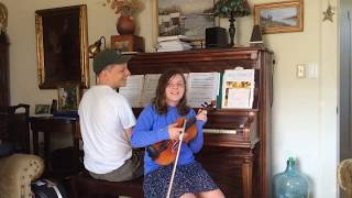 Allison age 9 plays Caribou Reel in Philbrick Family Band warmup 91618 [upl. by Ahsiner]