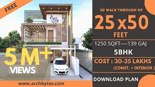 2550 House Design 3D  1250 Sqft  139 Gaj  5 BHK  Modern Design  Terrace Garden  8x15 Meters [upl. by Nogaem]