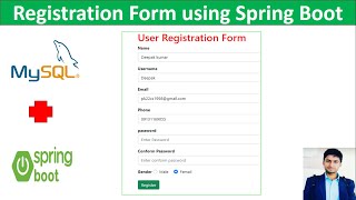 Registration Form Spring Boot with MySQL Database [upl. by Tichonn]