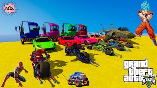 GTA V Mega Ramp On Monster truck Jets and Boats Superheroes Stunt Map Racing Challenge [upl. by Doralin]