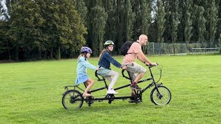 Triplets Bike and Lucky Daddy…bikeenjoymentexcercisefamily day [upl. by Nnylyram]