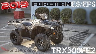 2019 Honda Foreman 500 ES  EPS ATV Walkaround  TRX500FE2 FourTrax 4X4 Camo [upl. by Kristien969]