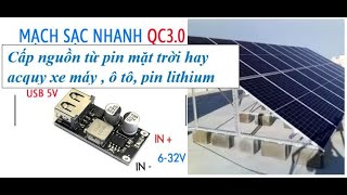 Mạch sạc nhanh QC 30 PD 20w lấy nguồn từ xe máy pin mặt trời xe oto [upl. by Mort867]