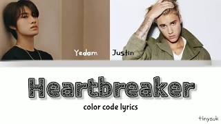 TREASURE BANG YEDAM FT JUSTIN BIEBER  HEARTBREAKER LYRICS [upl. by Sallad]