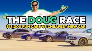 Drag Race Fun Cars vs Cheapest New Car in America [upl. by Ahsetel]