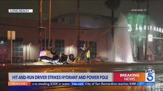 Driver hits fire hydrant and power pole in hitandrun crash [upl. by Coffin339]