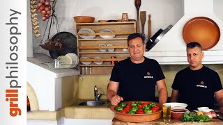 Greek gemista recipe  stuffed peppers and tomatoes in the wood fired oven  Grill philosophy [upl. by Ahtenek]