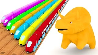 Learn colors with trains and Dino the Dinosaur  Educational cartoon for children amp toddlers 🦕🚆 [upl. by Demetre39]