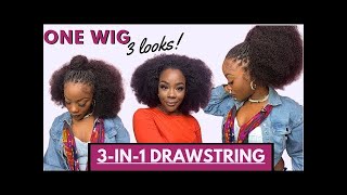 One Wig 3 Looks  EASY INSTALL  MANY STYLES naturalhair halfwig easywear [upl. by Fulks]