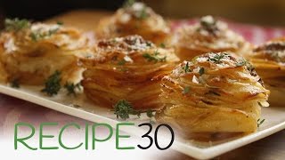 Layers of crispy buttery Parmesan POTATO STACKS  By RECIPE30com [upl. by Jerrilee134]