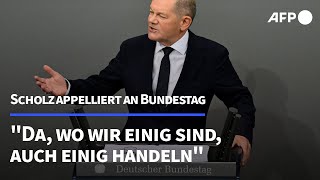 Scholz ruft Bundestag zu Unterstützung von Gesetzesvorhaben auf  AFP [upl. by Ares]