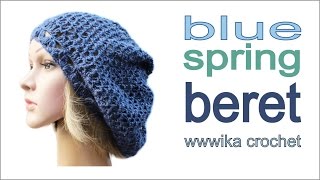 How to crochet spring beret hat free pattern tutorial by WIKA crochet [upl. by Nahtnahoj]