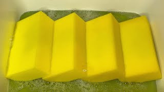 ASMR  SOFT SPONGES SQUEEZING  LYSOFORM DETERGENT 💛💚 [upl. by Loesceke]