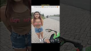 Cute girl Reaction amp Flirting Rapido Boy🥰superbike shorts bike rider cutegirl rapido flirting [upl. by Anuahsal]