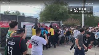 Crowd swarms to get past gates at NRG Park for Travis Scotts Astroworld festival [upl. by Atiluj]