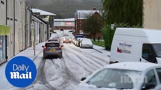 Snow falls in Guisborough as winter takes hold of Britain [upl. by Eikcid]