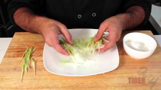 Fried Leek Garnish Recipe by Chef Dangoor  TigerChef [upl. by Dolan119]