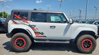 2024 Ford Bronco Raptor Oxford White leather trimmedVinyl Bucket Seats Orange Appearance Pkg [upl. by Asilrak320]