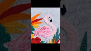 Long short stitch tutorial reels stitch embroiderydesigns art satisfying tutorial flamingo [upl. by Ecnarwal]