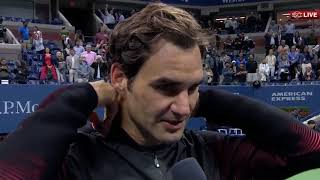 Roger Federer Interview after Tiafoe Match  quothappy to be backquot US Open 2017 HD60 [upl. by Hsu367]