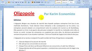 Microéconomie S2 les marchés partie 11 quot Oligopole quot [upl. by Lorin]