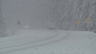 Snow falls on Vancouver Island north of Campbell River ahead of bomb cyclone [upl. by Filip536]