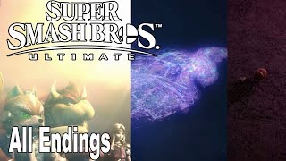 Super Smash Bros Ultimate  All Endings Bad Darkness Bad Light True Ending HD 1080P [upl. by Acie705]