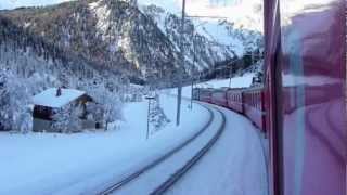 Swiss Trains Rhaetian Railway  Albula Pass region Graubunden [upl. by Kennard502]