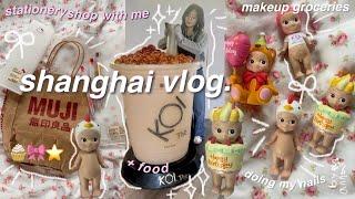 shanghai diaries haul 🧁 travel vlog  shop with memakeup grocery store sanrio store sonny angels [upl. by Ayekan]