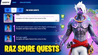 How to Complete All Razs Spire Quests Fortnite Spire Challenges [upl. by Aivila4]