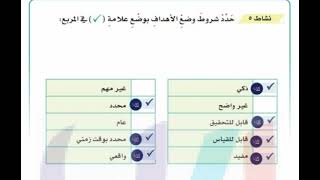 نشاط5 حدد شروط وضع الأهداف بوضع علامة صح في المربع [upl. by Abad845]