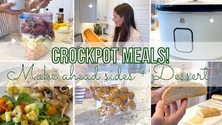 COZY CROCKPOT MEALS 3 DELISH MEALS  Easy Make Ahead Sides  Dessert [upl. by Ahsinwad]