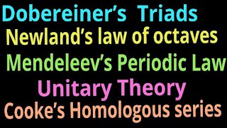 Dobereiners Triads  Newlands law of octaves  Mendeleevs periodic table and its significance [upl. by Dempsey535]