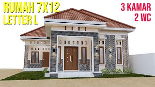 Desain rumah minimalis modern denah 7x12m leter L 3 kamar tidur 1 lantai Terbaru 2022 [upl. by Aggarwal]