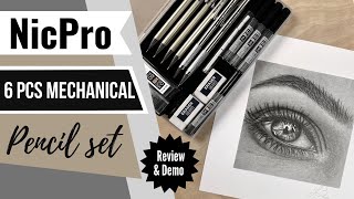 NicPro 6 pcs Mechanical Pencil Set  REVIEW amp DEMO Drawing [upl. by Ohcirej]