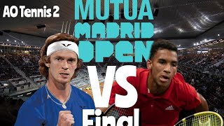 A Rublev vs F AugerAliassime Madrid 24 Final  AO Tennis 2 Gameplay aotennis2 AO2 [upl. by Abramson]