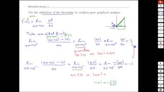 Unit 33 Differentiability Example  MATH 121 [upl. by Aciretehs483]