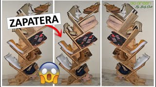 COMO HACER UNA ZAPATERA DE MADERA CON PALLETS organizador de zapatos para espacios pequeños [upl. by Mukund]