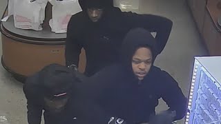 Caught on camera Houston jewelry store thieves smash case grab gold [upl. by Wolpert365]