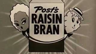 1950s Raisin Bran Commercial featuring Maisie the Raisin and Jake The Flake [upl. by Adnohryt]