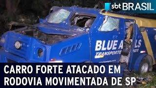 Ladrões explodem carro forte em rodovia de São Paulo e levam R 800 mil  SBT Brasil 121223 [upl. by Griff]