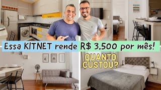 Tour por KITNET de 32m² totalmente MOBILIADA e DECORADA  Quanto custou [upl. by Nace]