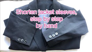 Wie du deinen Sakko Ärmel selbst ohne Nähmaschine von Hand kürzen kannstShorten Jacket sleeves [upl. by Ramled256]